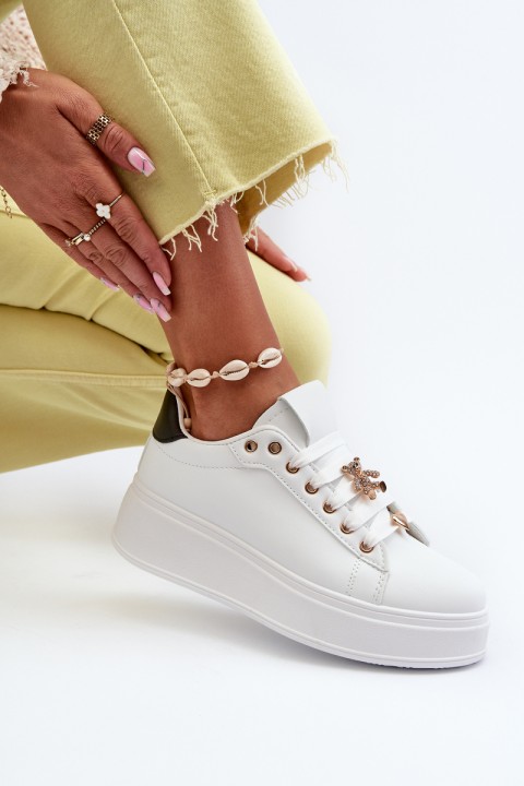 Women's platform sneakers with white embellishments Herbisa