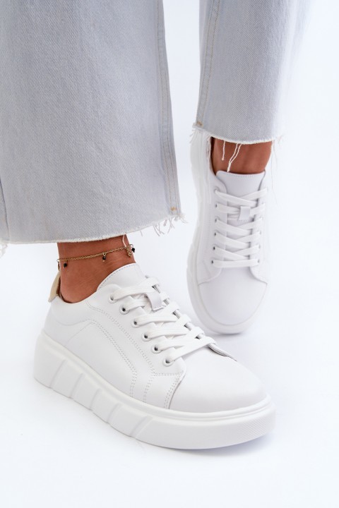 White Women's Leather Platform Sneakers Danida