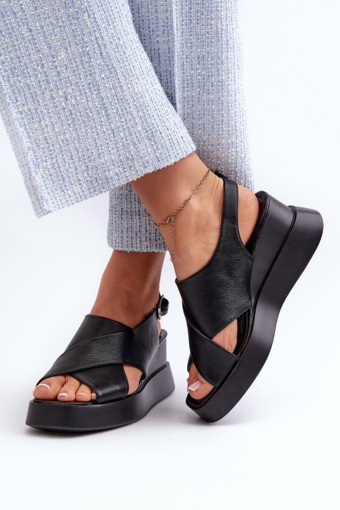 Women's Black Platform and Wedge Sandals in Eco Leather Vaiara