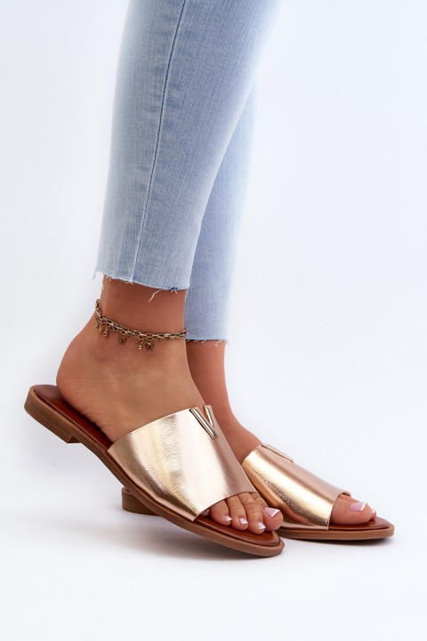 Women's Eco Leather Flat Sandals Golden Maliha