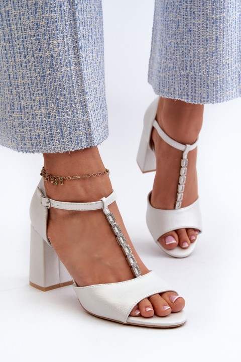 Suede High Heel Sandals with Silver Rhinestones Aniya