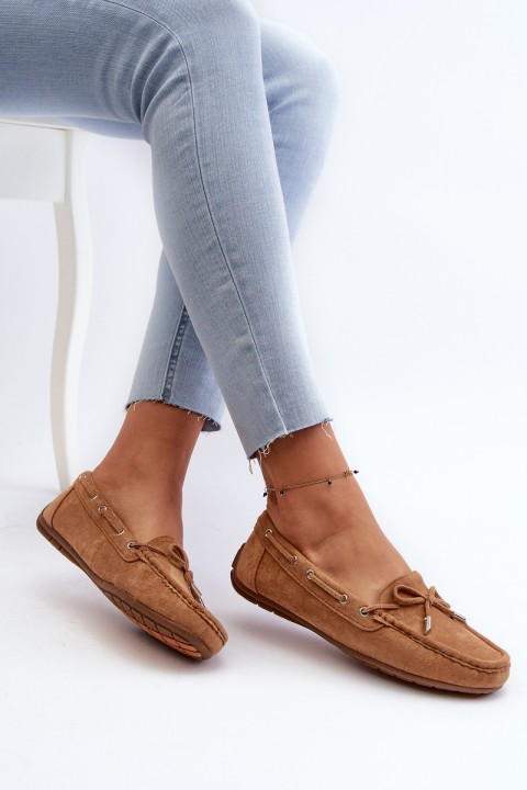 Women's Suede Moccasins Camel Si Passione
