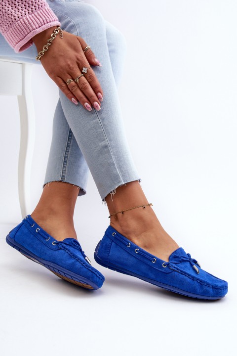 Women's Blue Suede Moccasins Si Passione