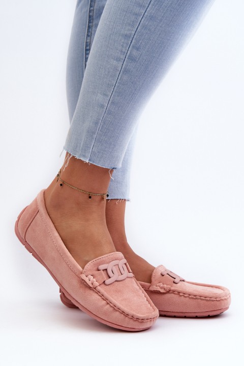 Women's Fashionable Suede Moccasins Light Pink Rabell