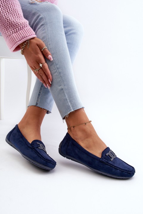 Women's Stylish Suede Moccasins Navy Blue Rabell