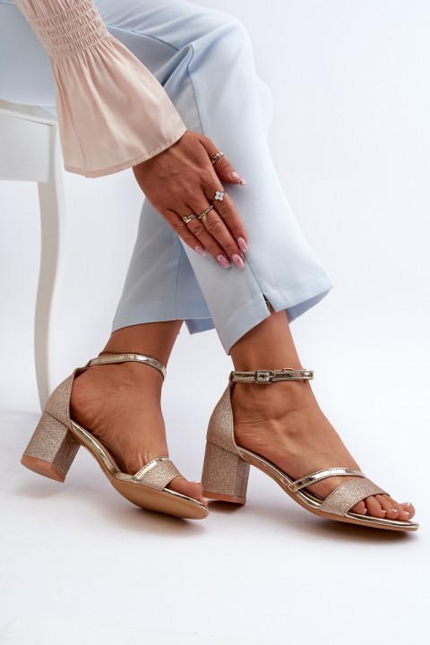Women's Low Heel Glitter Sandals Gold Ploemis