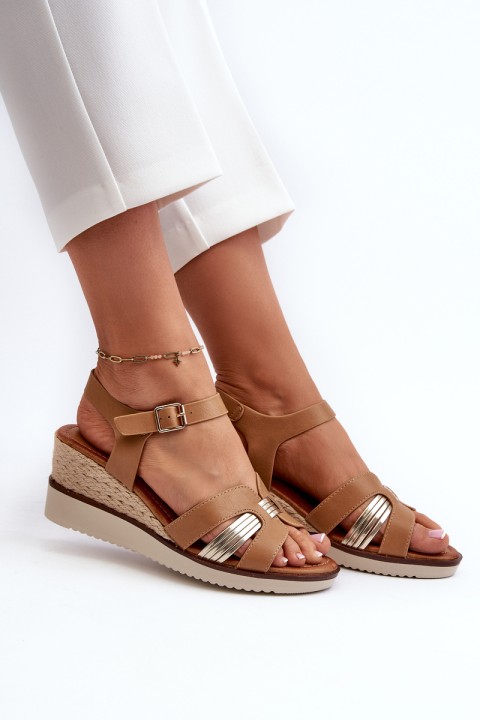 Women's Wedge Sandals with Woven Detail Brown Starlenna