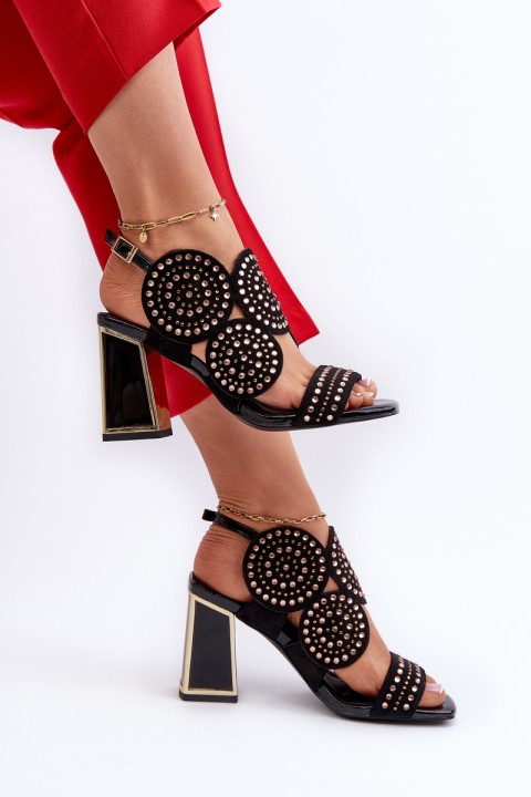 Embellished Sandals with Stiletto Heel D&A CR026 Black