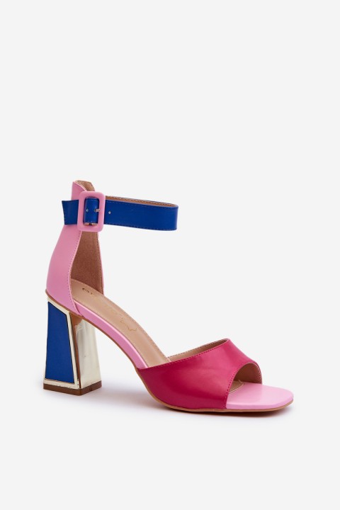 Elegant Women's Sandals on Stiletto Pink Rosazara