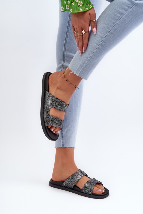 Glittery Sandals With Buckles 83530 Ipanema Follow Fem Black