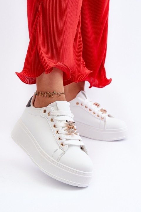 Women's platform sneakers with white embellishments Herbisa