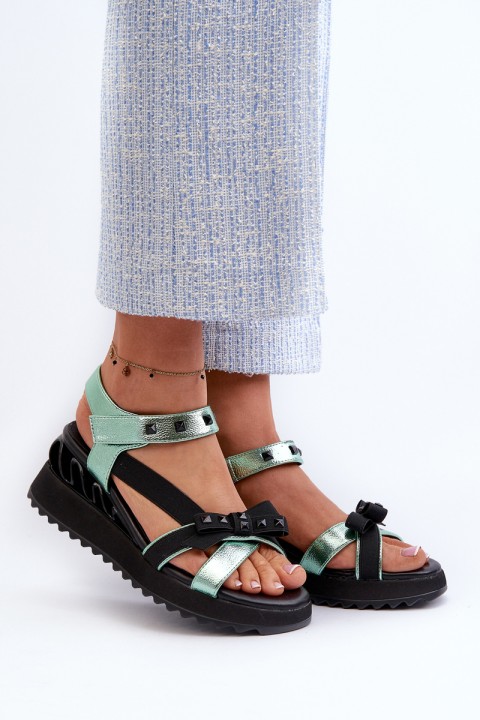 Women's Sandals With Bow D&A CR956 Green