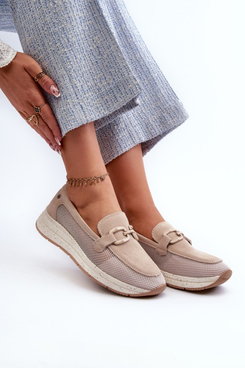 Women's Suede Moccasins D&A TW210 Beige