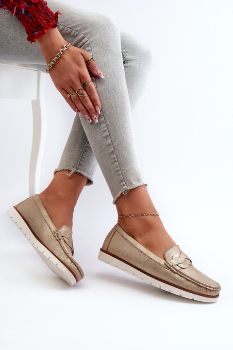 Women's Loafers Made of Eco Leather in Gold Nestalia