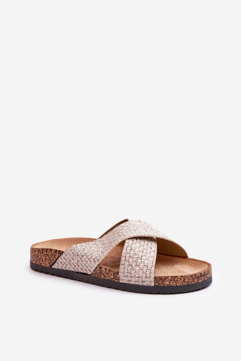 Women's Slippers on Cork Platform Beige Tesolen