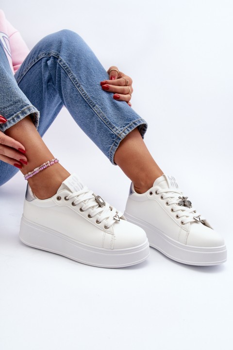 Women's platform sneakers with white embellishments Herbisa