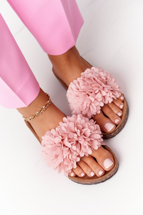 Slippers On The Cork Sole Pink Flowerbomb