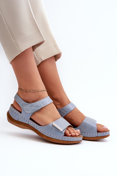 Comfortable Women's Sandals with Velcro Blue Iphiope