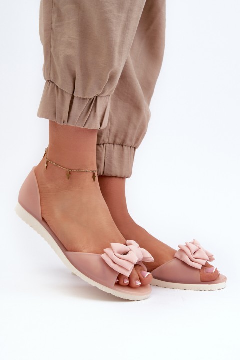 Women's Rubber Ballet Flats with Bow in Light Pink by Georia