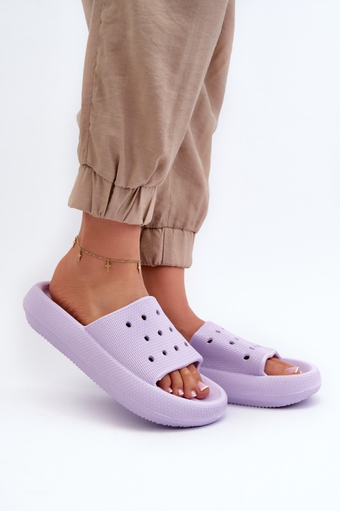 Women's Foam Slides on Chunky Sole Purple Beula