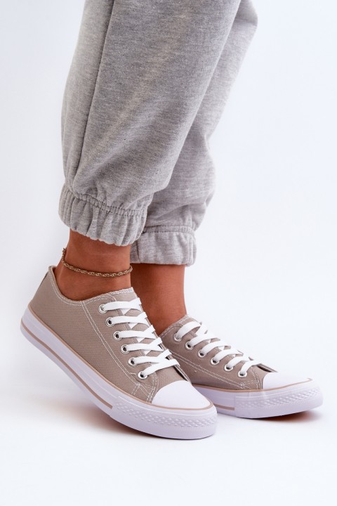 Women's Fabric Classic Low-Top Sneakers Dark Beige Lennabella