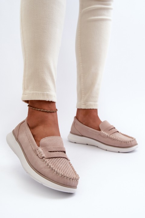 Suede Platform Moccasins Sergio Leone SP012 Beige