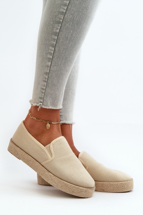 Women's Beige Platform Espadrilles Naloenma