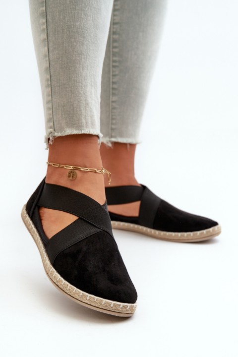 Women's Espadrilles with Elastic Straps Eco Suede Black Phaedrana