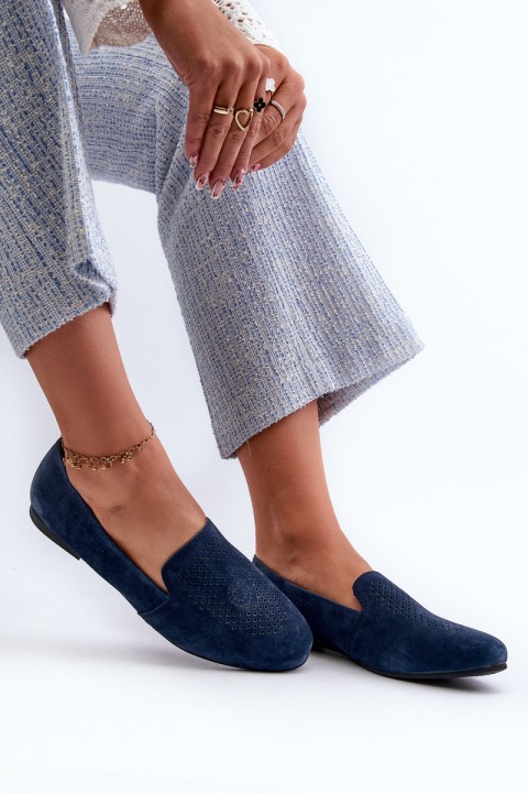 Suede Comfortable Loafers Navy Giovana