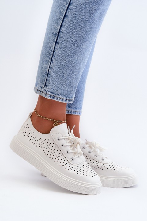 White Platform Sneakers with Cut-Outs Tanvi