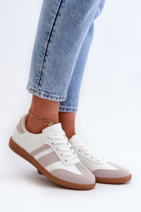 Women's Low Eco Leather Sneakers White-Grey Relialia