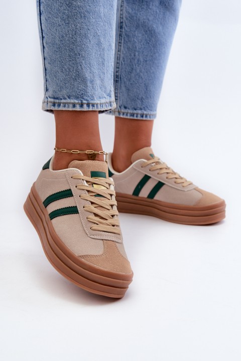 Women's Platform Sneakers in Beige-Green Egelia