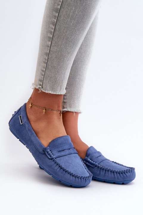 Women's Loafers in Blue Eco Suede Rerceria