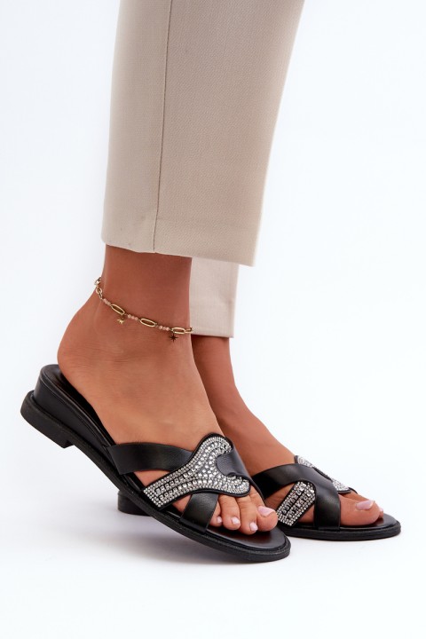 Women's Wedge Sandals with Embellishment Black Asysa