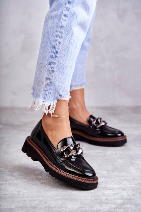 Lacquered Loafers On The Black Reidun Platform