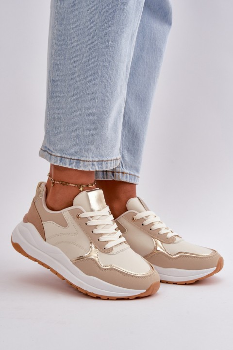 Women's Platform Sneakers Made Of Eco Leather Beige Issatta