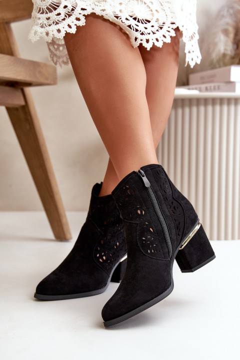 Lace-up Cowboy Booties with Stiletto Heel Black Vosilara