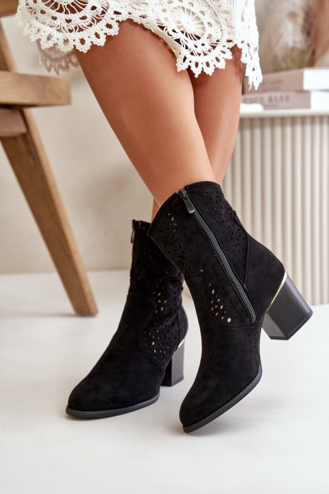 Lace-up ankle boots with eco suede upper, zip closure black Sevana