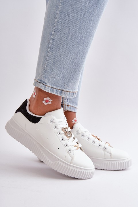 Low Sneakers Made Of Eco Leather With Charms Black-White Cillione