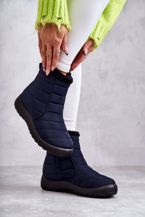 Women's warm snow boots navy blue Mezyss