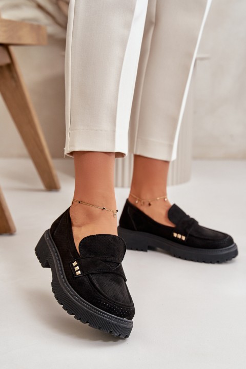 Women's Perforated Loafers Black Tannes