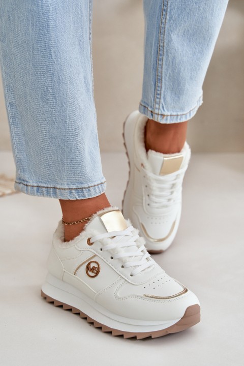 Warm Lined Sports Shoes On Platform White Lerisas