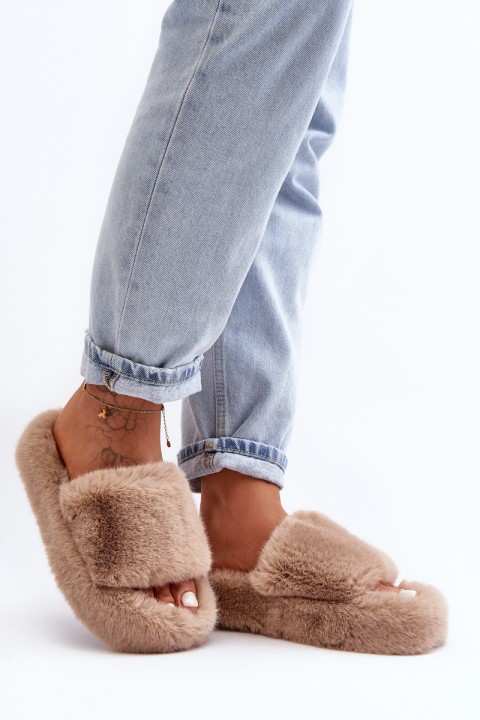 Women's Furry Slippers Beige Biella