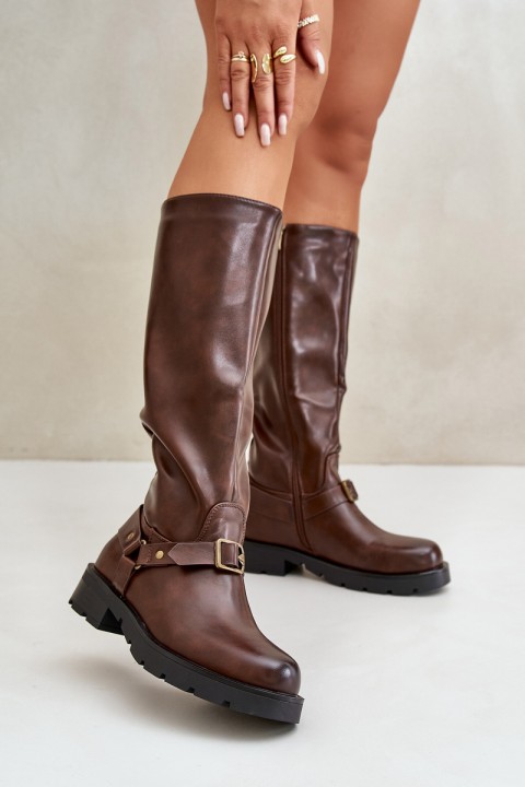 Warm Women s Boots with Zipper Eco Leather Brown Tialethe