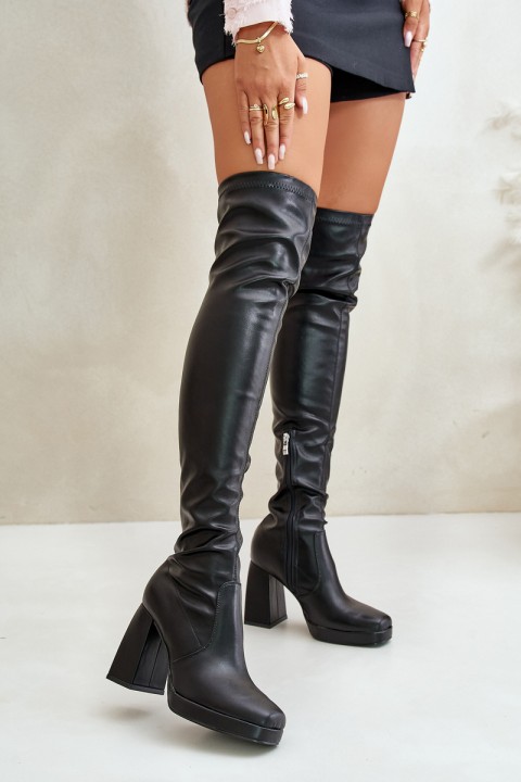 Knee High Heeled Boots Black Liatheia