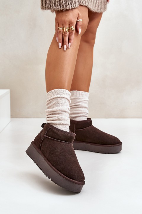 Women's Suede Snow Boots On Platform Brown Nereviana