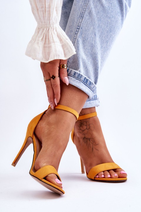 High Heel Suede Sandals Yellow Liberty