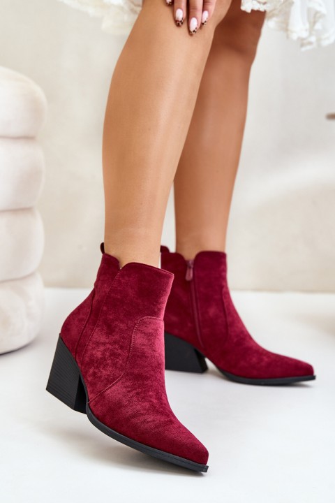 Insulated Cowboy Boots Eco Suede With Zipper Burgundy Virtris