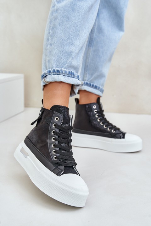 Women's High Top Sneakers On Platform Black Averira