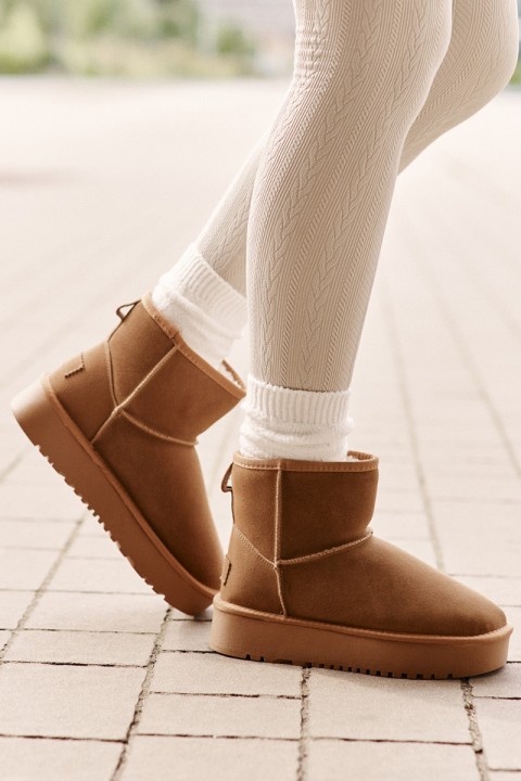 Women's Suede Snow Boots On Platform Above Ankle Camel Rianaella